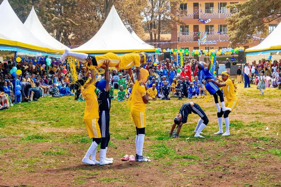 A sports display at a school celebration